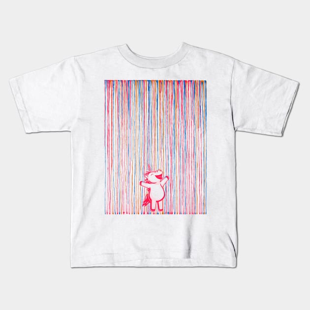 Rainbow Rain! Kids T-Shirt by Raffiti